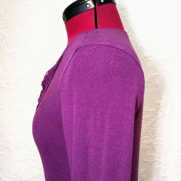 Eddie Bauer Small Purple Ruffle Long Sleeve Shirt - Picture 5 of 11